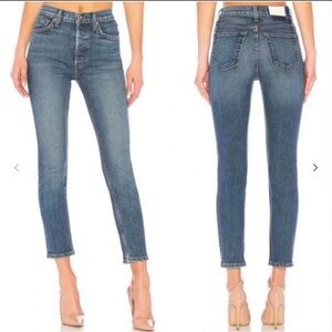 RE/DONE 90’s High Rise Ankle Crop Skinny Jeans Button Fly Light Wash Size 27